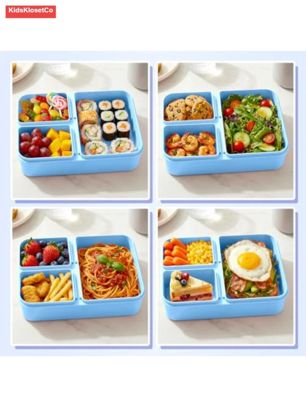 2 Pack Bento Snack Box Container for Kids Adults | 3 Compartment Leak-Proof